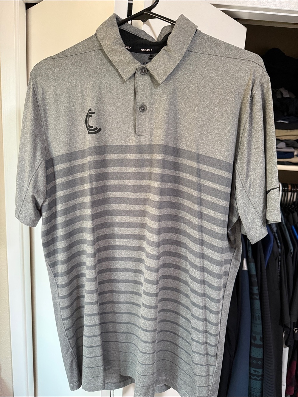 Nike Men’s Gray Striped Golf Polo Shirt